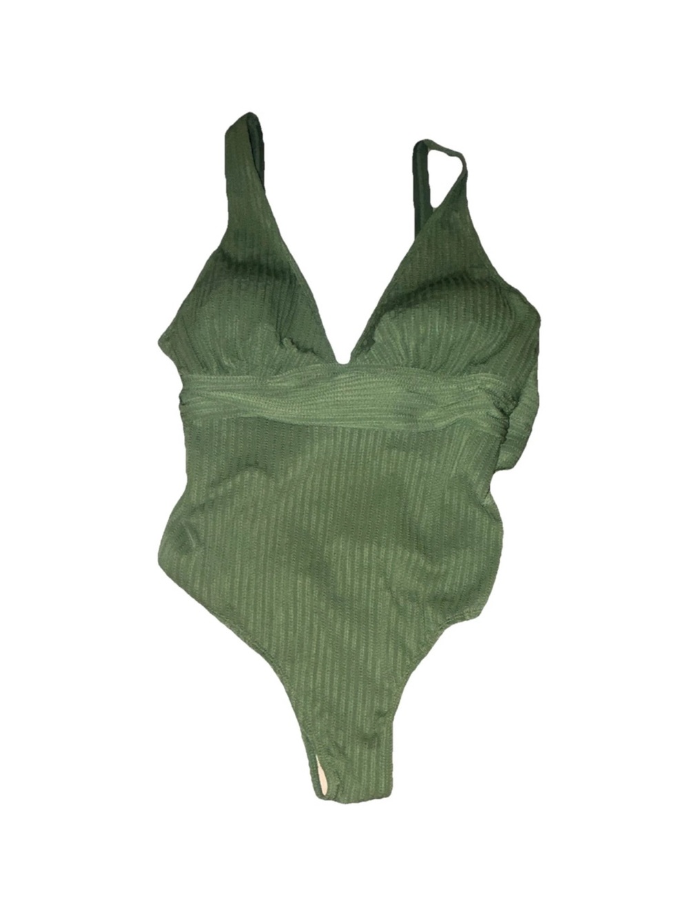 Cupshe Olive Green Ribbed One-Piece Swimsuit